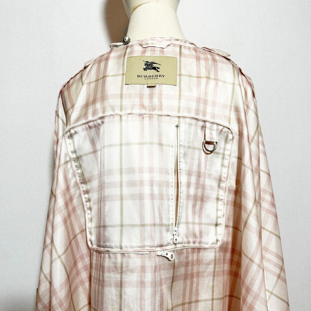 Burberry | Pink Tartan Rain Slicker Poncho folds into carry bag - Picture 7 of 16